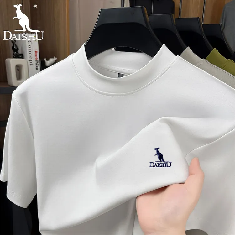 袋鼠双面280g重磅刺绣短袖t恤男士秋季新款圆领高端亲肤百搭体恤