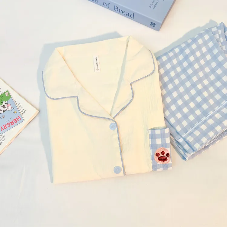 大码睡衣少女可爱长袖宽松网红ins风学生甜美卡通春秋家居服套装