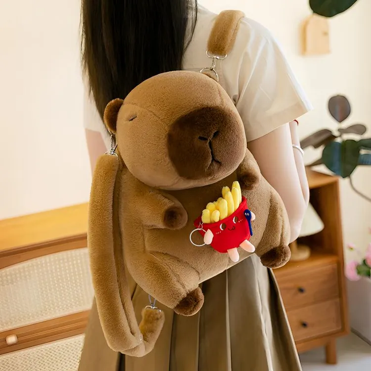 网红卡皮巴拉水豚系列玩偶毛绒包包双肩包出行舒适公仔儿童礼物女