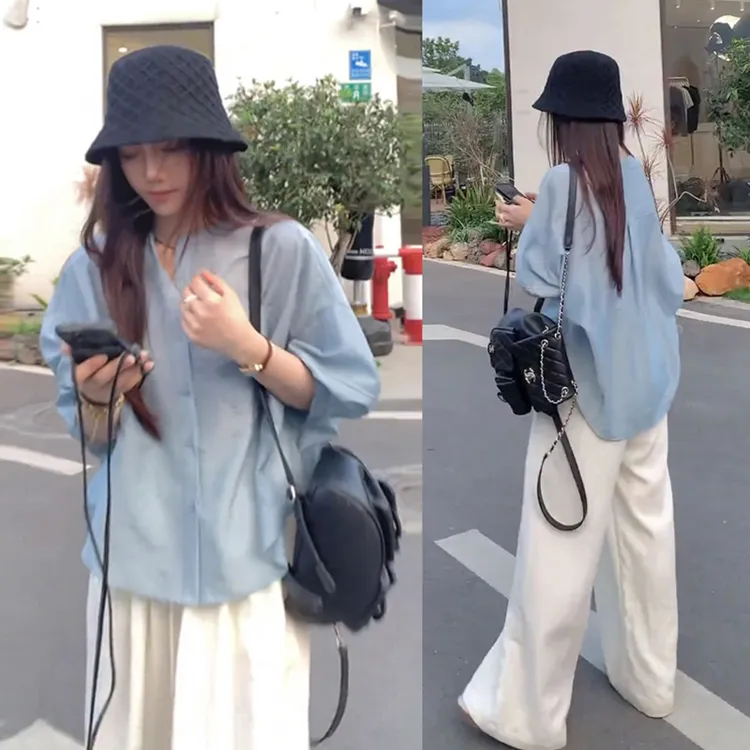 干净潮流衬衫裤子两件套女2025夏季新款休闲时尚清爽减龄韩系套装