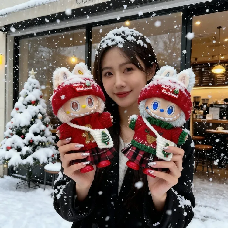 labubu圣诞节娃衣一代二代三代前方高能3.0拉布布衣服圣诞帽毛衣