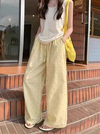 清！「彩虹星星糖」高腰显瘦波点休闲长裤新款多巴胺宽松裤子