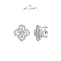 AIAX 镀K金 经典简约四叶搭配手工镶嵌镂空精致耳环TSL1902