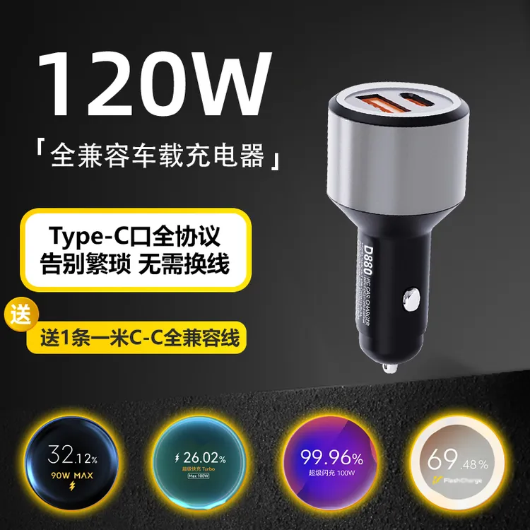 【南瓜花园专属】钉科120W车载充电器全协议大功率车充新品首发