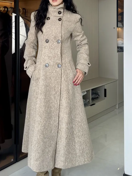 2025新款双排扣修身法式加厚大衣秋冬