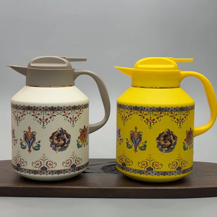 【吉祥八宝保温壶】304不锈钢内胆磨砂面民族风家用保温茶壶