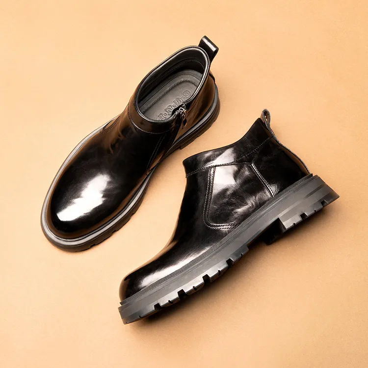 【增高4.5公分 有加绒】新品休闲轻奢高帮马丁靴英伦通勤百搭男士靴