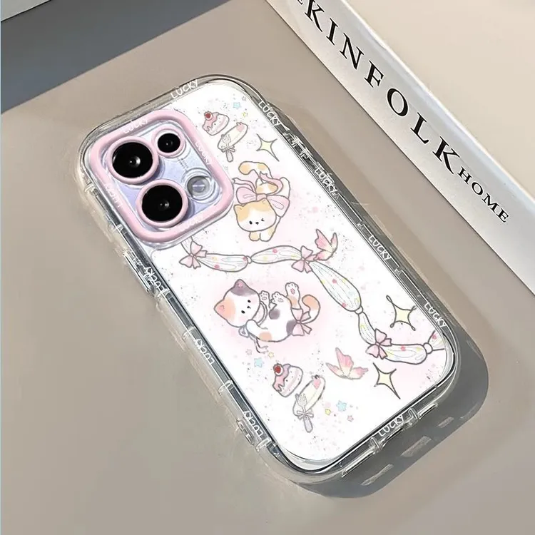 镂空线条小猫适用opporeno13pro手机壳全包防摔OPPOreno12新款11