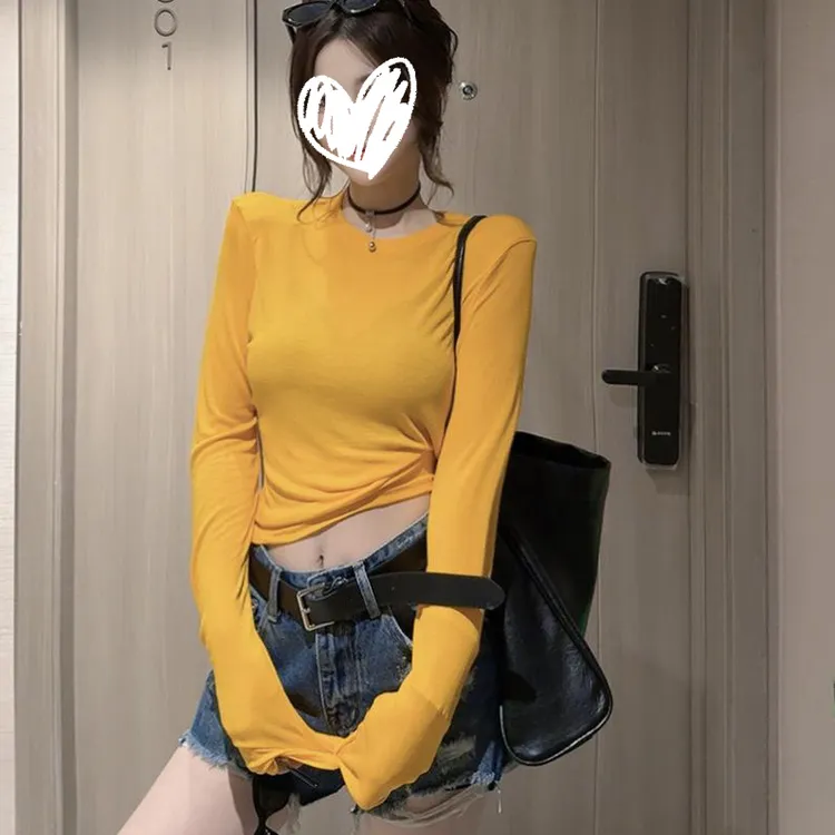 度月棠2025夏季新款百搭显瘦糖果色薄款防晒T恤女设计感短款上衣