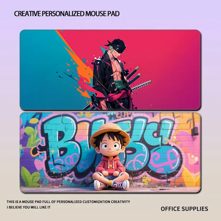 超大号动漫鼠标垫海贼王索隆路飞电竞游戏专用书桌保护垫电脑桌垫