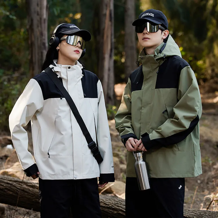 老爷车帅气青年千鸟格嵌花夹克宽松长袖橡筋下拉链男装薄款粘胶纤