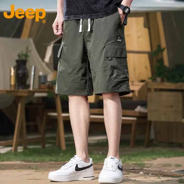 JEEP/吉普工装运动短裤男款夏季宽松速干高质量冰丝休闲五分中裤
