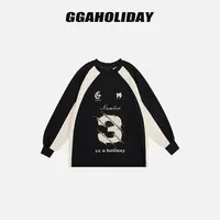 GGAHOLIDAY秋季时尚休闲宽松百搭撞色潮流圆领长袖卫衣-153244