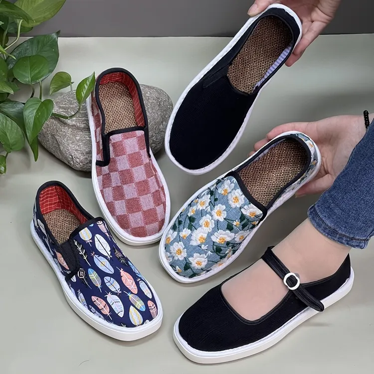 何航（山棕布鞋）轻便耐磨休闲妈妈女士女款鞋散步手工布鞋