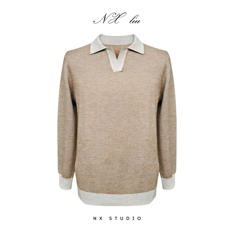 NX南向 Baby山羊绒提花翻领polo长袖