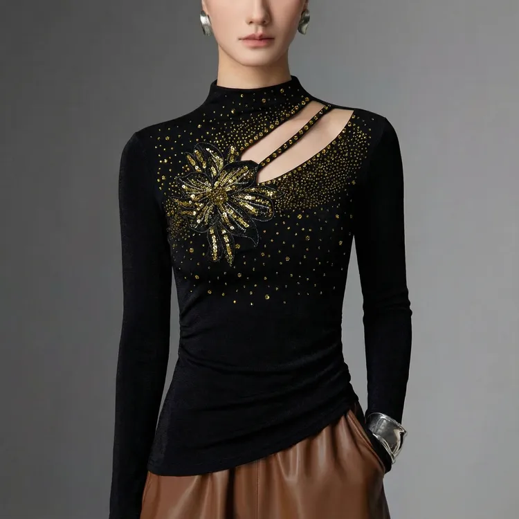 【芙娜妮】保暖秋冬新款百搭加绒2025打底衫气质针织衫女F2531038A