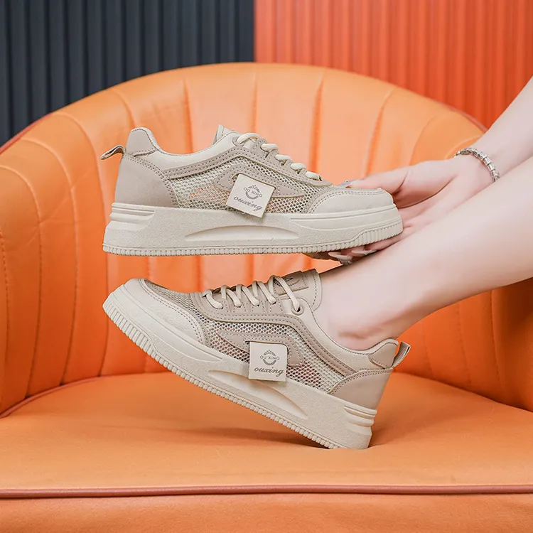 小白鞋女2025夏季新款网鞋女透气网面休闲学生板鞋透气百塔运动鞋