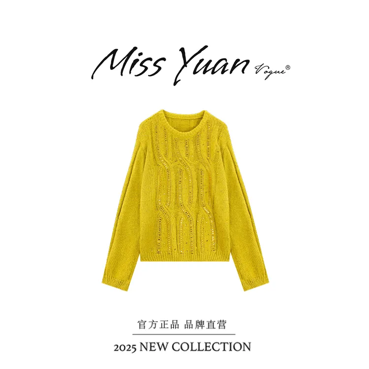 M.Y媛总 【日照金山】2025秋冬季新款圆领毛衣宽松针织衫MY2275D
