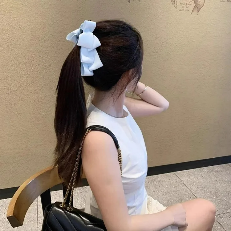 原创设计蝴蝶结香蕉夹甜美简约百搭高马尾后脑勺发夹竖夹法式