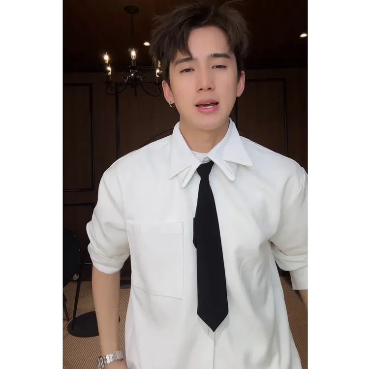 聪明陈 双层领口 必入纯色抗皱衬衫长袖休闲百搭男女早春新款潮流