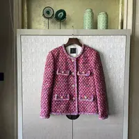 【lady芭比】意大利盯奢ubertino香香同源玫红色粗花呢外套