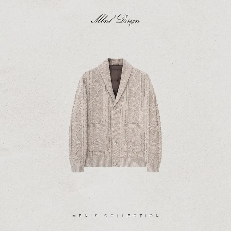 MBNL-F「 Cable Art」秦磊男装90白鹅绒绞花针织羽绒服LL-WYR7041