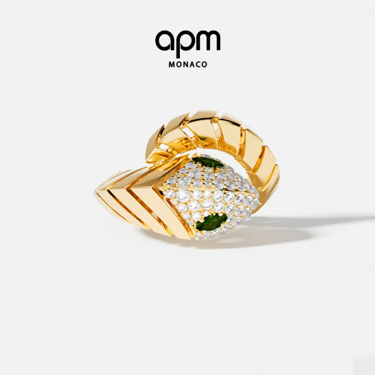 APM Monaco 金黄色蛇形Kaa戒指明星同款饰品送女友