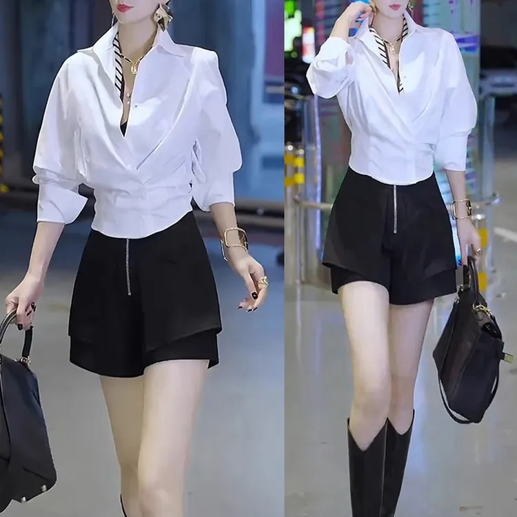 2025年显瘦潮流夏季新款轻职风洋气阔腿日常休闲气质百搭女士套装