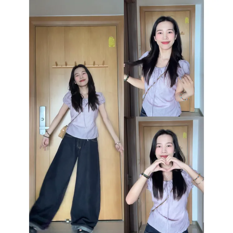 2025新款女士春夏季法式气质小众高级感系带短袖上衣高腰阔腿裤子