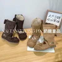 【鸢尾胡桃】韩版女童芭蕾风复古绒面皮靴时尚儿童洋气软底公主单鞋