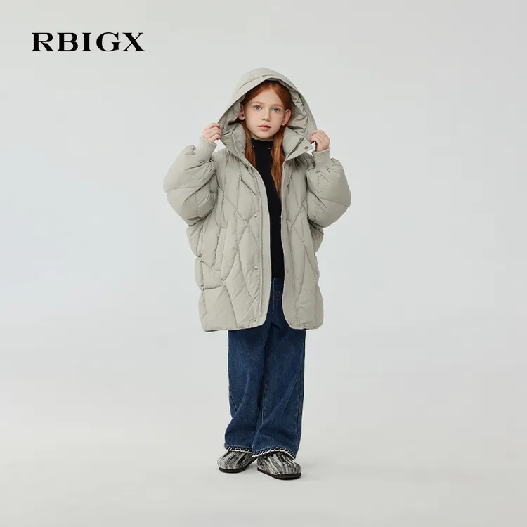 RBIGX瑞比克童装2025冬季新款连帽宽松潮流羽绒服YF4DR1770