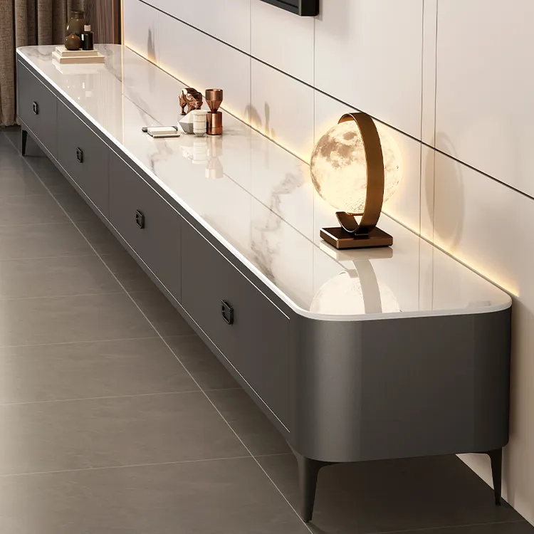 岩板茶几电视柜组合茶几现代简约家用爆款长方形实木客厅储物茶桌