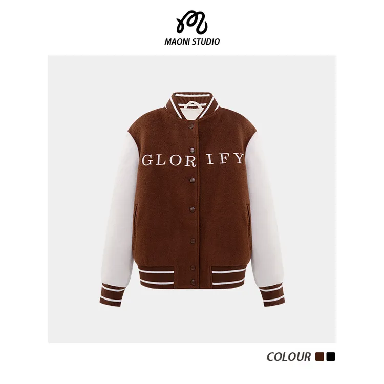 毛妮LADIESFIRST休闲羽绒棒球服外套女秋冬季新款白鸭羽绒服L2544