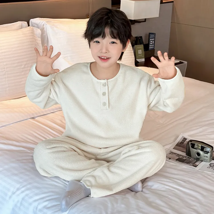 儿童装男童秋冬款长袖家居服保暖套装