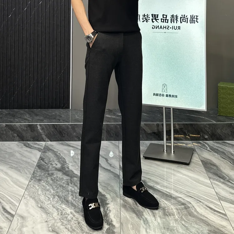 休闲裤男士立体剪裁拉链长裤时尚秋冬小直筒高定面料修身百搭2528