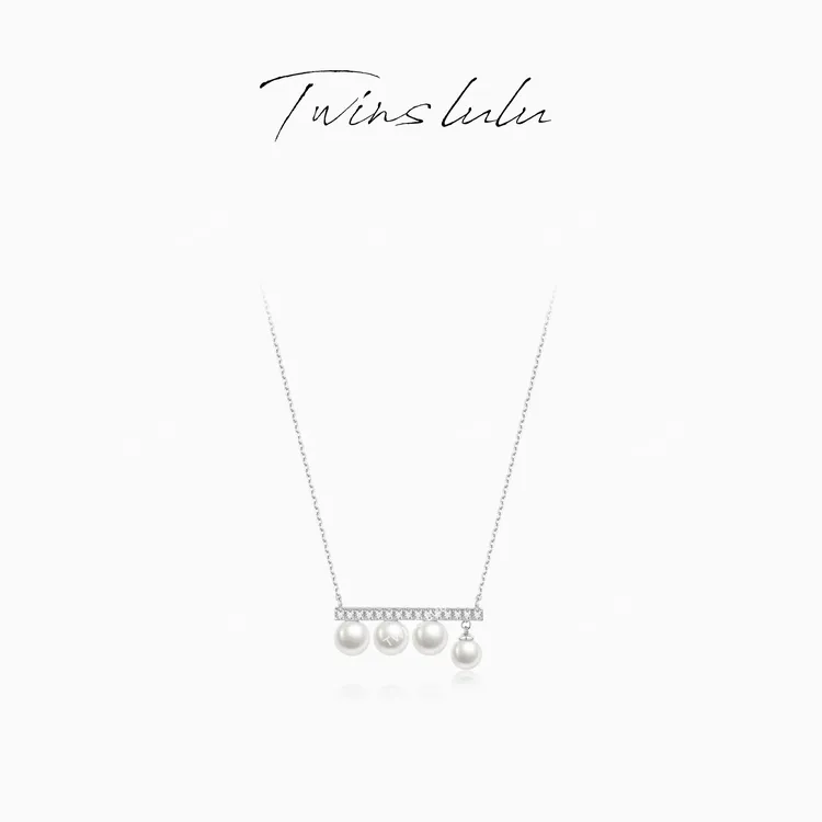 TWINS LULU 925银 镀K金 女款轻奢高级感平衡木珠珠项链TSJ9710