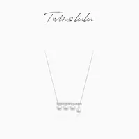 TWINS LULU 925银 镀K金 女款轻奢高级感平衡木珠珠项链TSJ9710