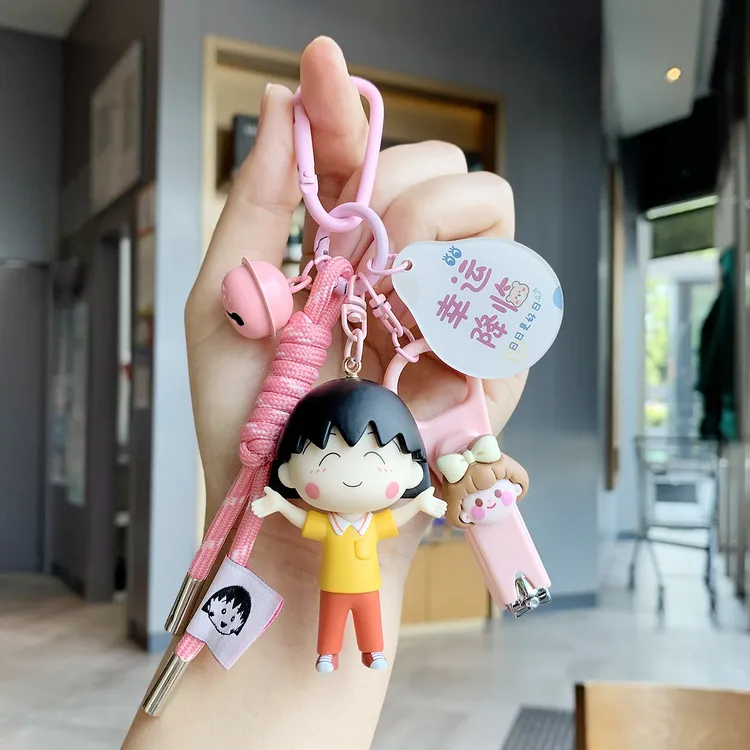 新款原创DIY正版樱桃小丸子钥匙扣可爱女生包包挂件情侣车钥匙链
