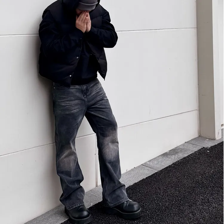 COSSMOR 25AW 水洗烟灰牛 猫须牛仔裤男 直筒