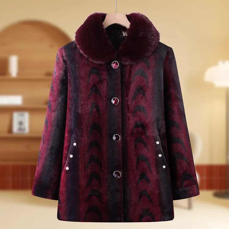 气质新款中老年妈妈冬装外套加绒保暖显高贵轻奢风220妈妈装中年