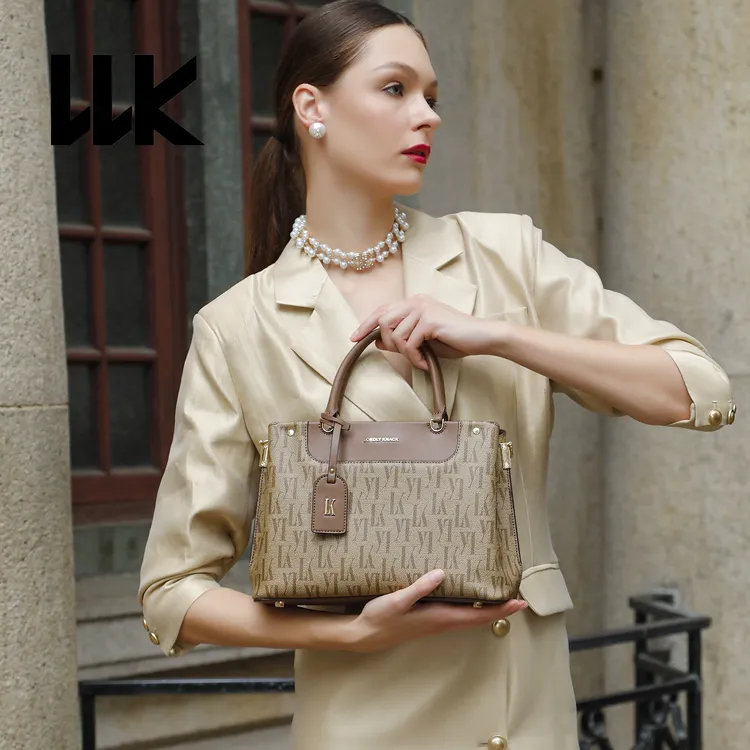 【惊喜礼物】高端手提托特包花棕色手提单肩斜挎29cm女包-LLK311