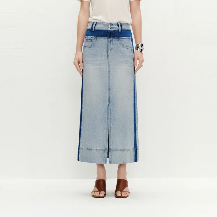 【商场同款】HPLY荷比俪24夏季牛仔新款女开叉半身裙HYE21700245T