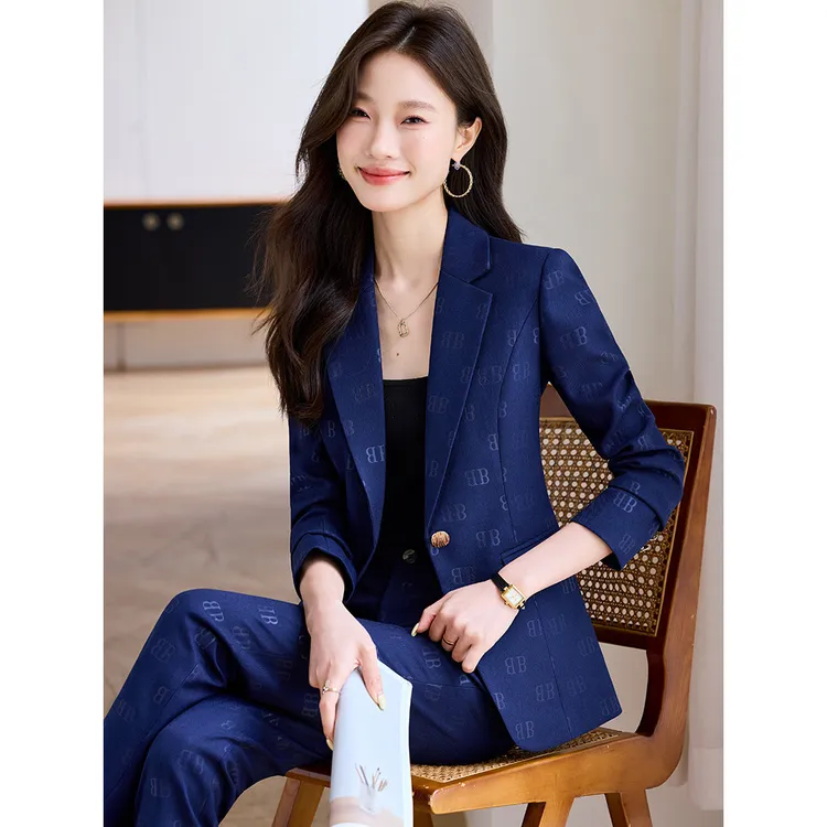 时髦提花高级感西装外套女2025秋新款时尚女神范西服小脚裤套装