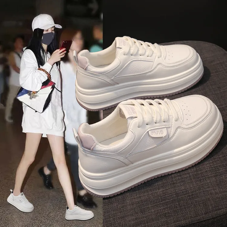 K18-厚底小白鞋女2025新款春季爆款休闲百搭板鞋平底白色女鞋