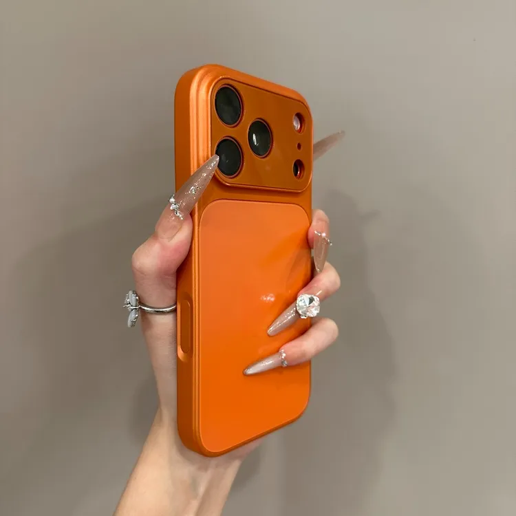 适用高级苹果17promax大视窗手机壳iPhone16磨砂15玻璃14/13简约