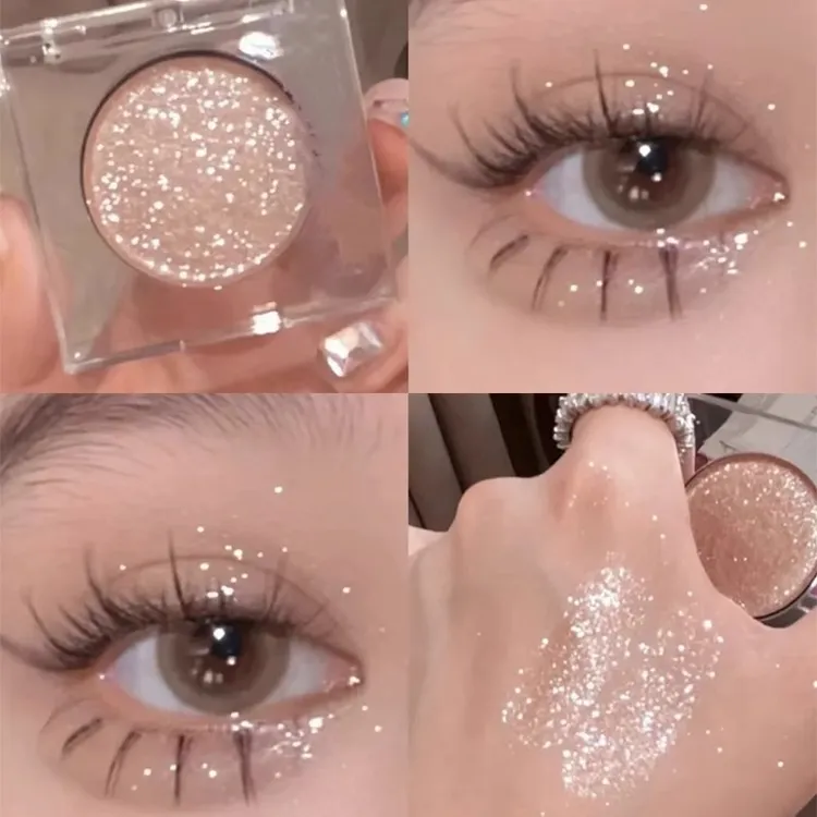 织女牛郎单色眼影亮晶晶钻闪粉爆闪高光化妆月光石四色眼影盘眼妆