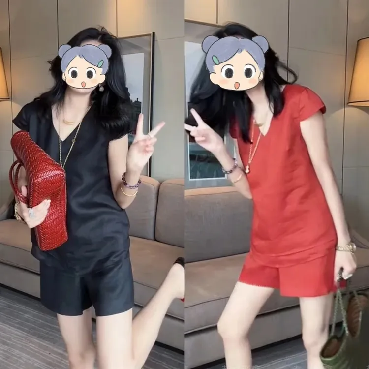 夏季时尚显瘦气质网红上衣短裤套装洋气衣服女炸街套装韩版知性风
