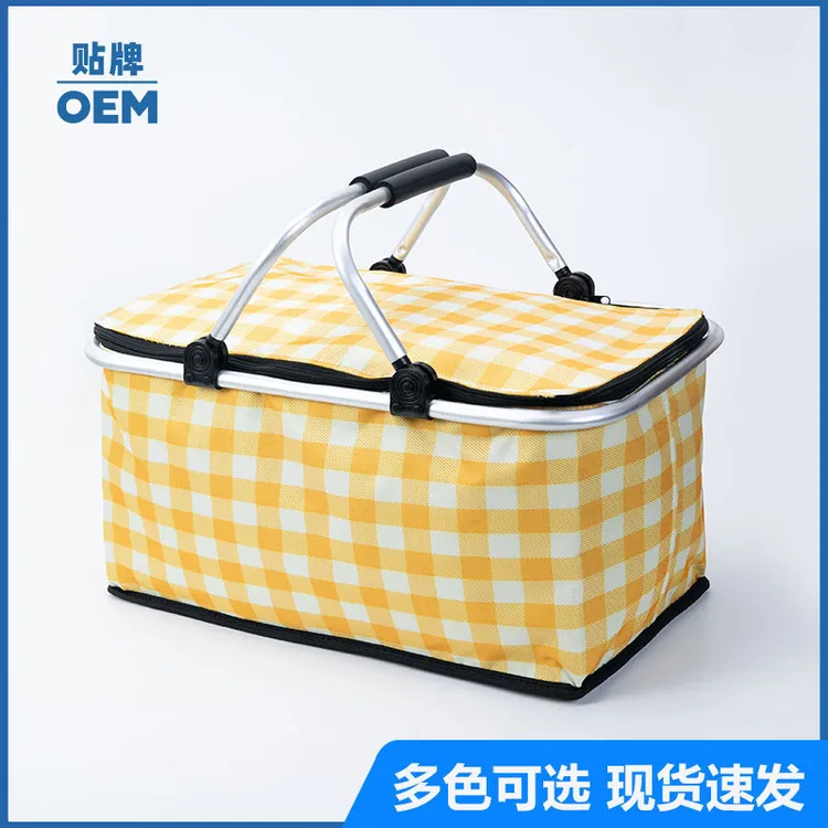 新款保温野餐篮折叠户外冰包便携外卖快餐包手提野餐购物篮子