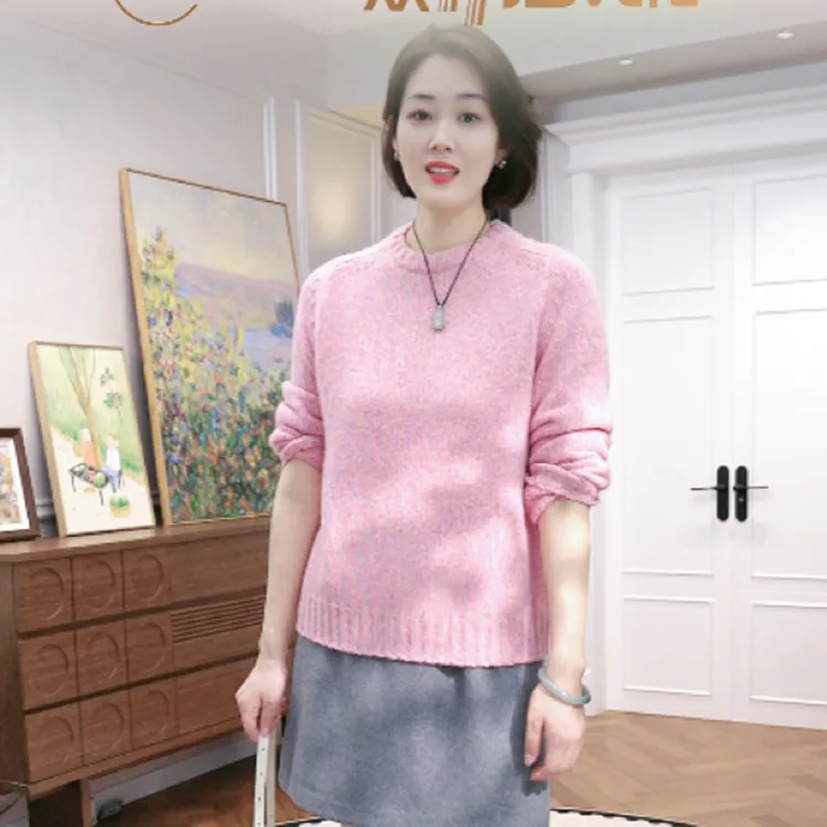 火桐hooton 樱落枝头 潮牌时尚银丝花纱山羊绒圆领套头衫82452