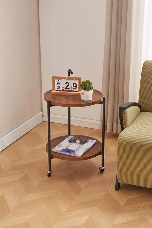 职场休闲风简约复古中古北欧小茶几创意客厅边几带轮边几中古边几